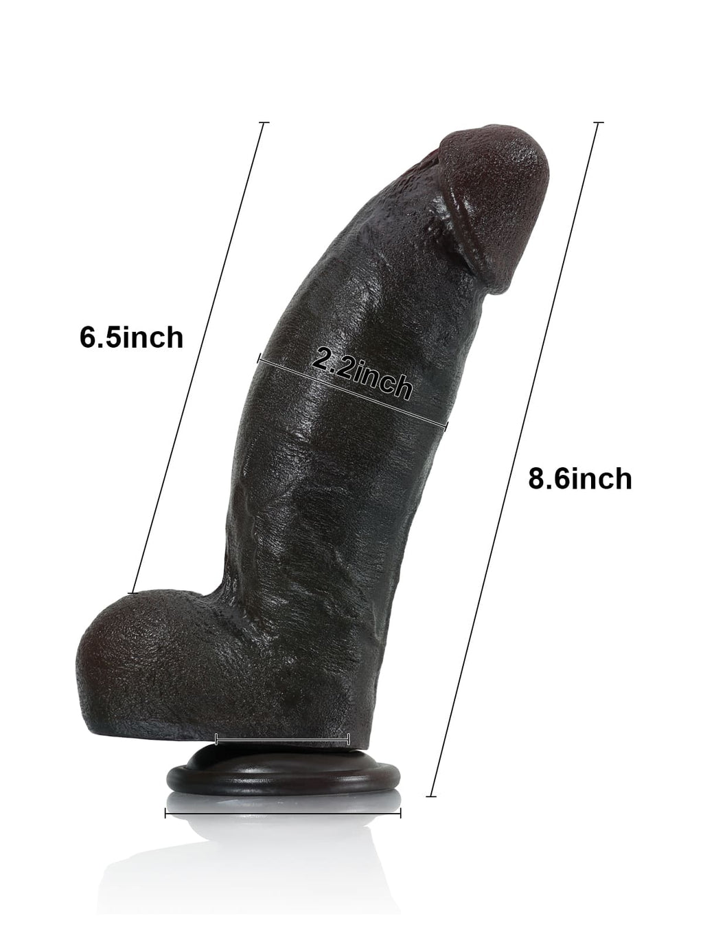Kimi 8.6" x 2.2" Realistic Soft Black Like Thick Short Fat Dildo