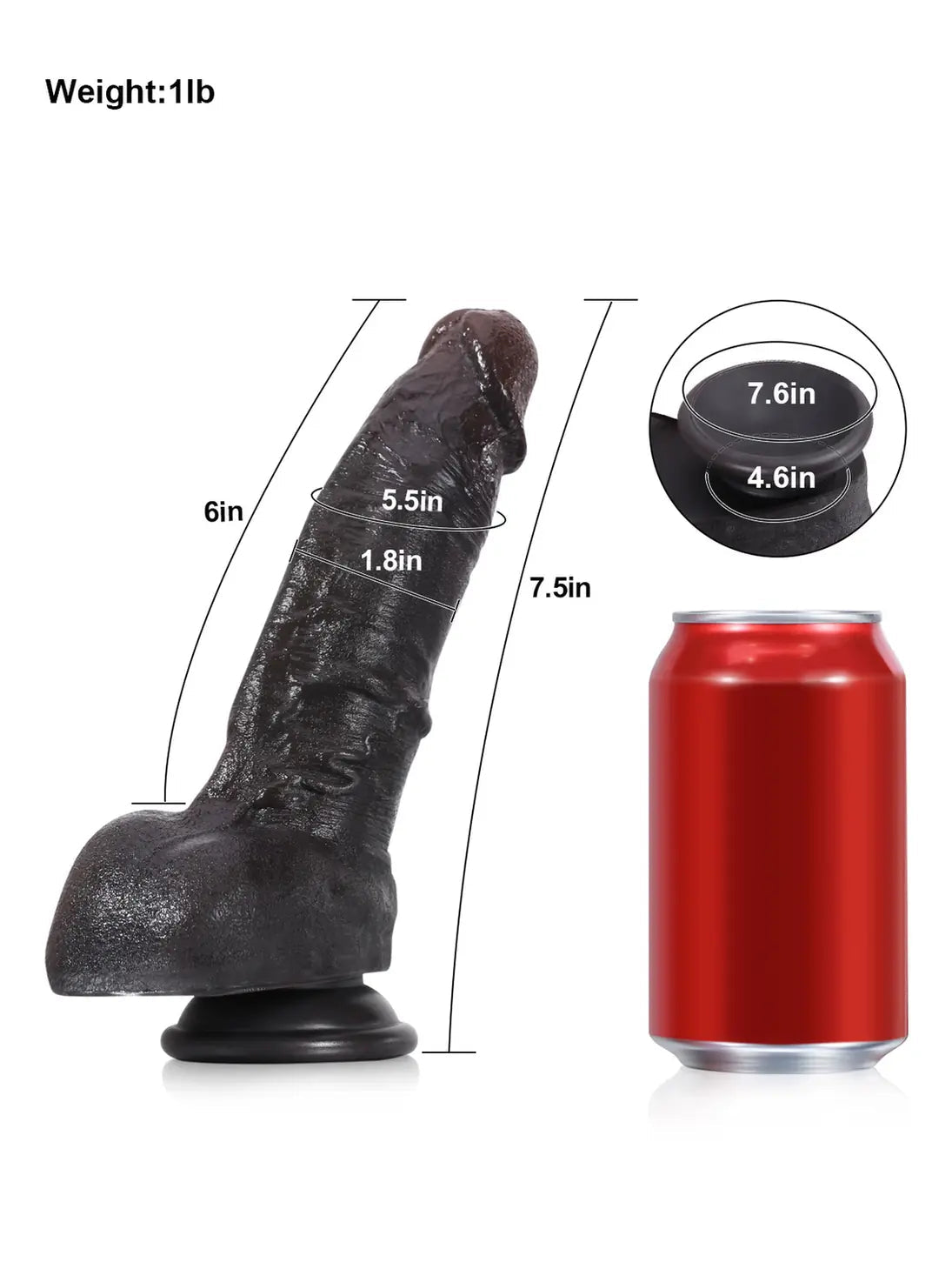 Dave 7.5" x 1.8" - Deep Small Real Feel Black Dildos For Beginner