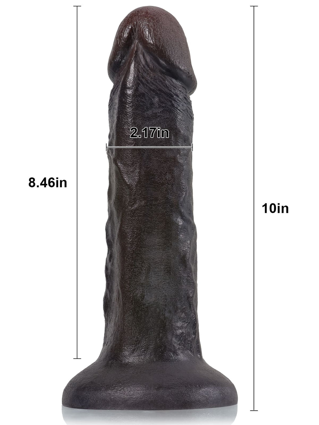 Tony 10" x 2.1" Black Soft Skin Huge Thick No Ball Dildo
