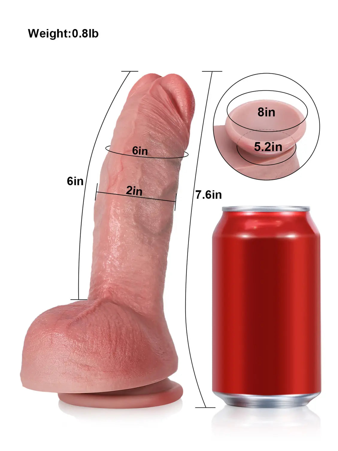 Londo 7.5" x 2.2" - Thick Short Fat Dildo Asian Flesh Soft Skin