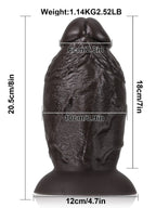 Darius 8" x 4" Super Chubby Thick Shaft Black Anal Dildo
