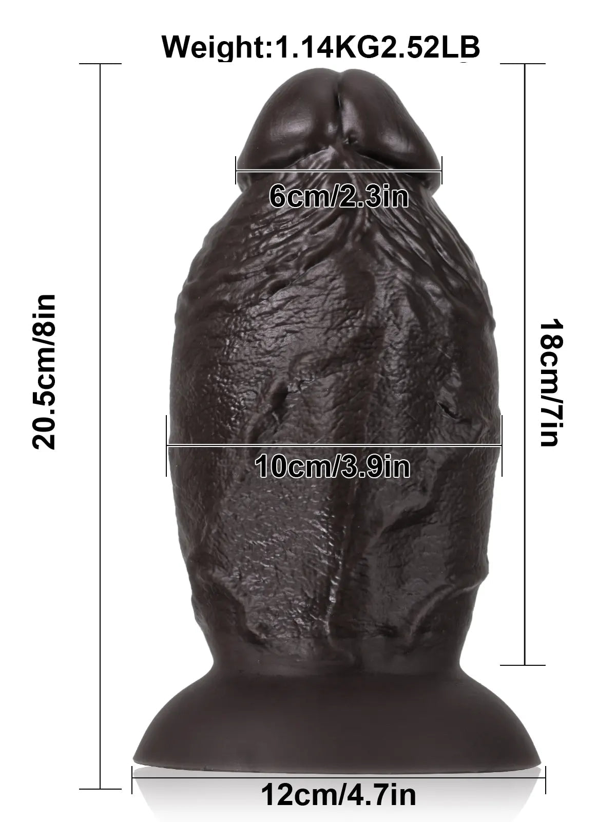 Darius 8" x 4" Super Chubby Thick Shaft Black Anal Dildo
