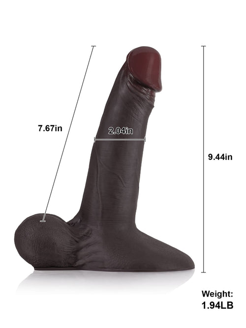 Billy 8.4" x 1.8" Black Sliding Skin Dildo With Moving Balls