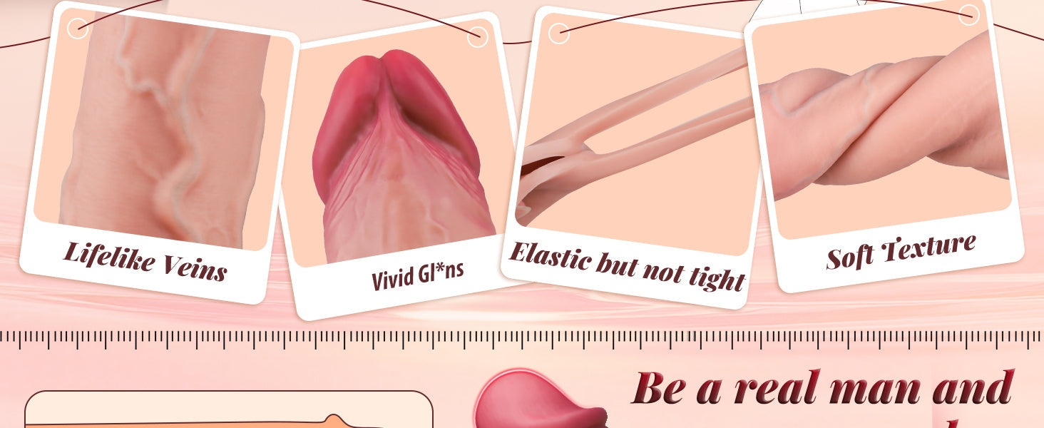 8” x 1.9” Sliding Skin Realistic Big Cock Sleeve