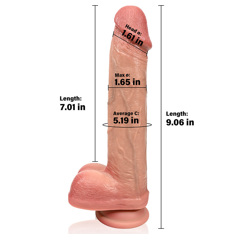 Michael: 9.1" x 1.6" Realistic Soft Flesh Like Hue Long Fat Dildo