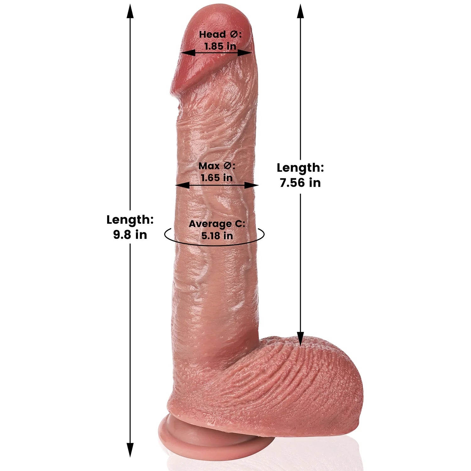 Ethan：9.8" x 1.6" Real Cock Sliding Skin Dildo With Keel