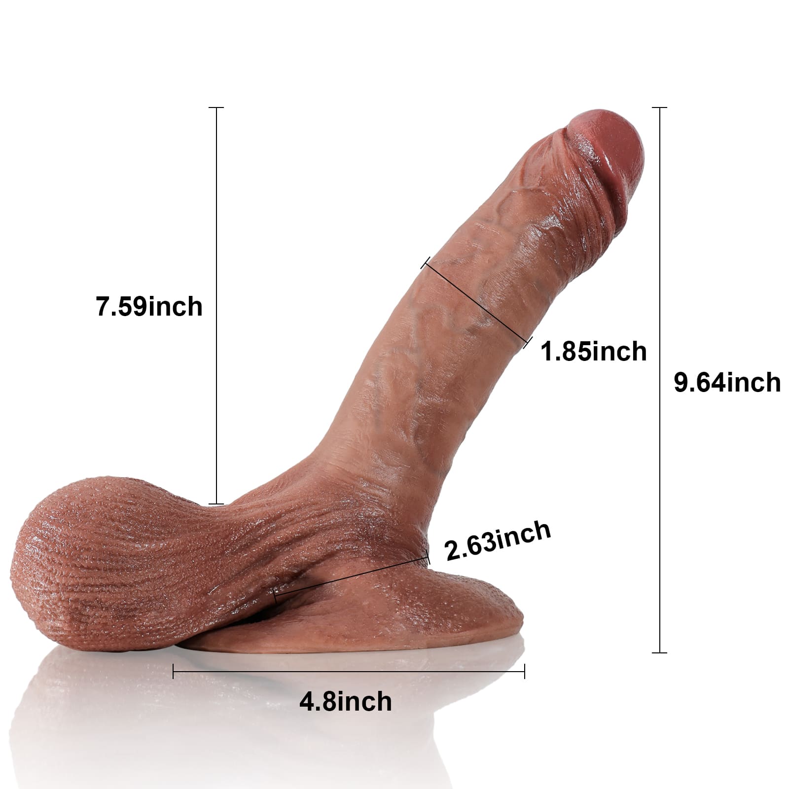 Farid: 9.64" x 1.9" Realistic Silicone Dildo with Sliding Balls
