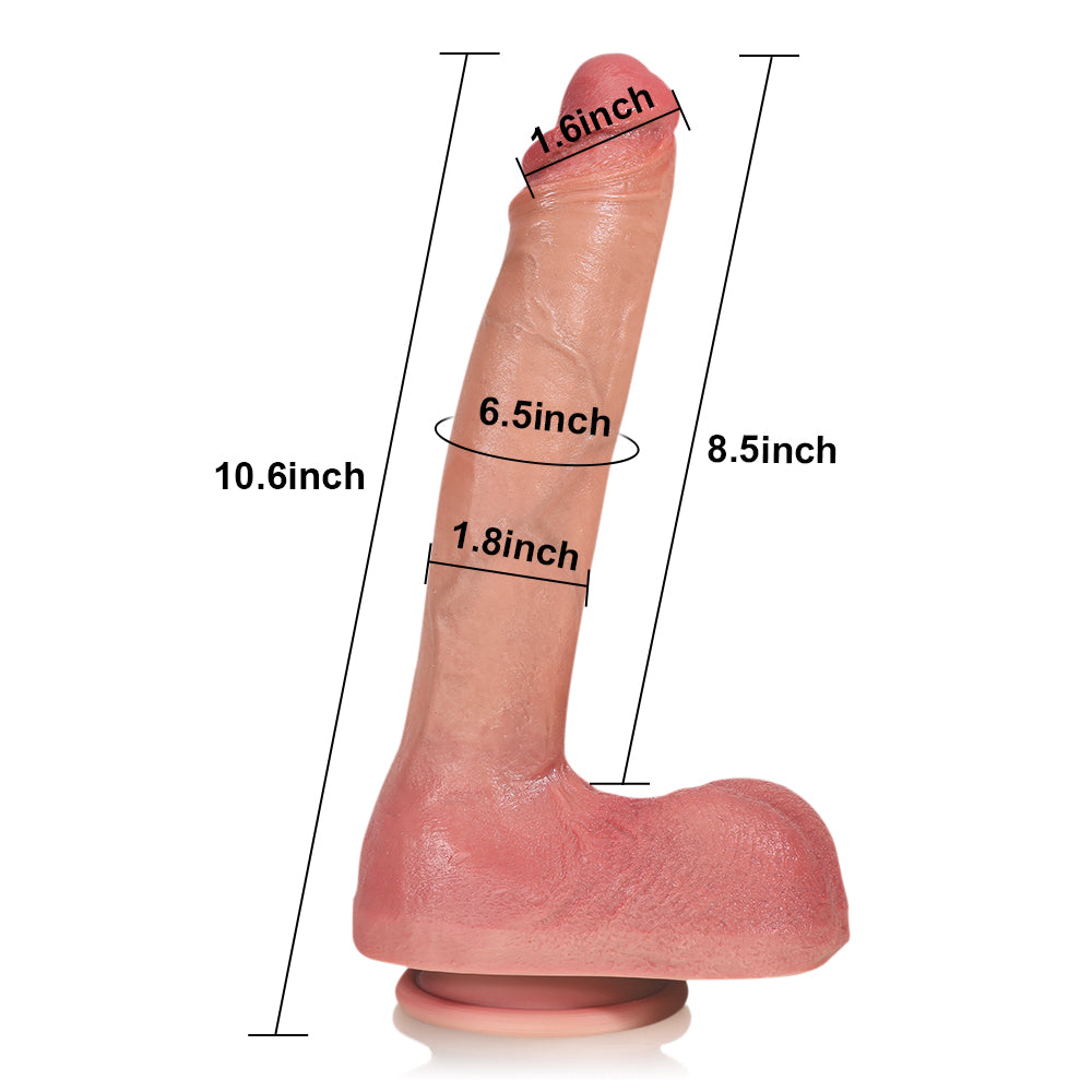 Jack: 10.6" x 1.8" Flesh Huge Thick Realistic Tilted Pole Dildo