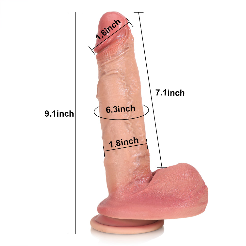 Kris: 9.1" x 1.8" Flesh Skin Realistic Huge Skinny Dildo