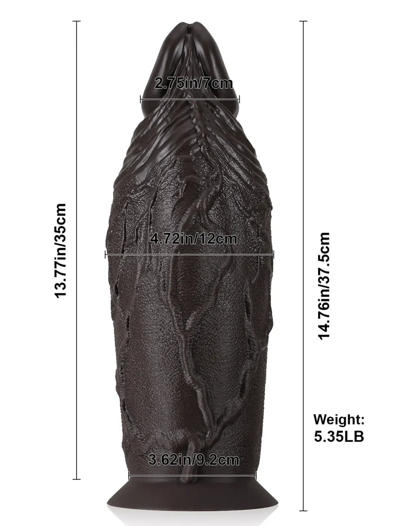 Malik 14.7" x 4.7" Thick Silicone Pointed Glans BBC Anal Dildo