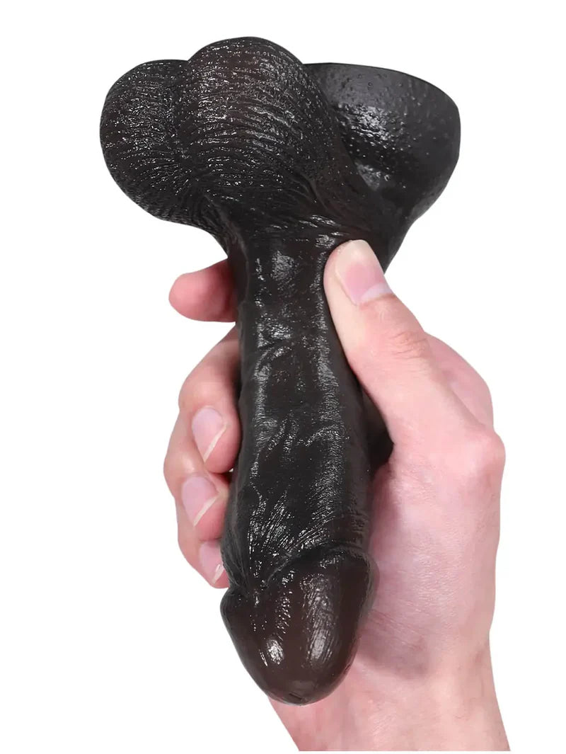 Smith 6" x 1.3" - Softest Black Like Small Penis Dildo With Swinging Saggy Balls