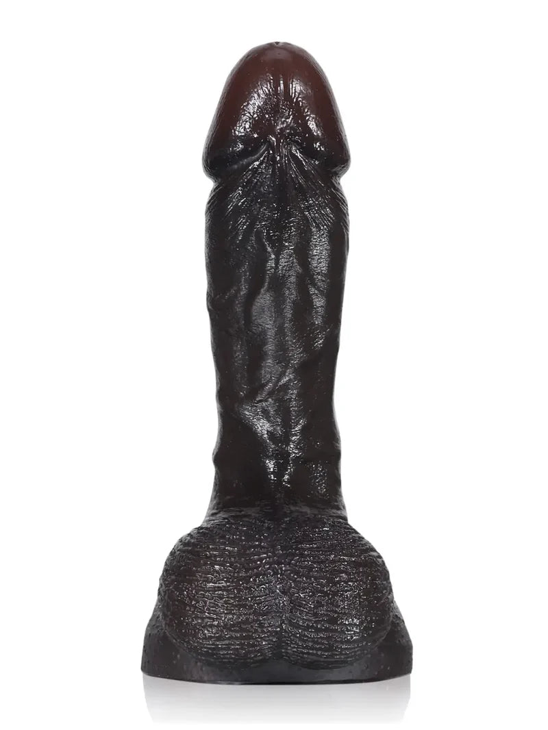 Smith 6" x 1.3" - Softest Black Like Small Penis Dildo With Swinging Saggy Balls