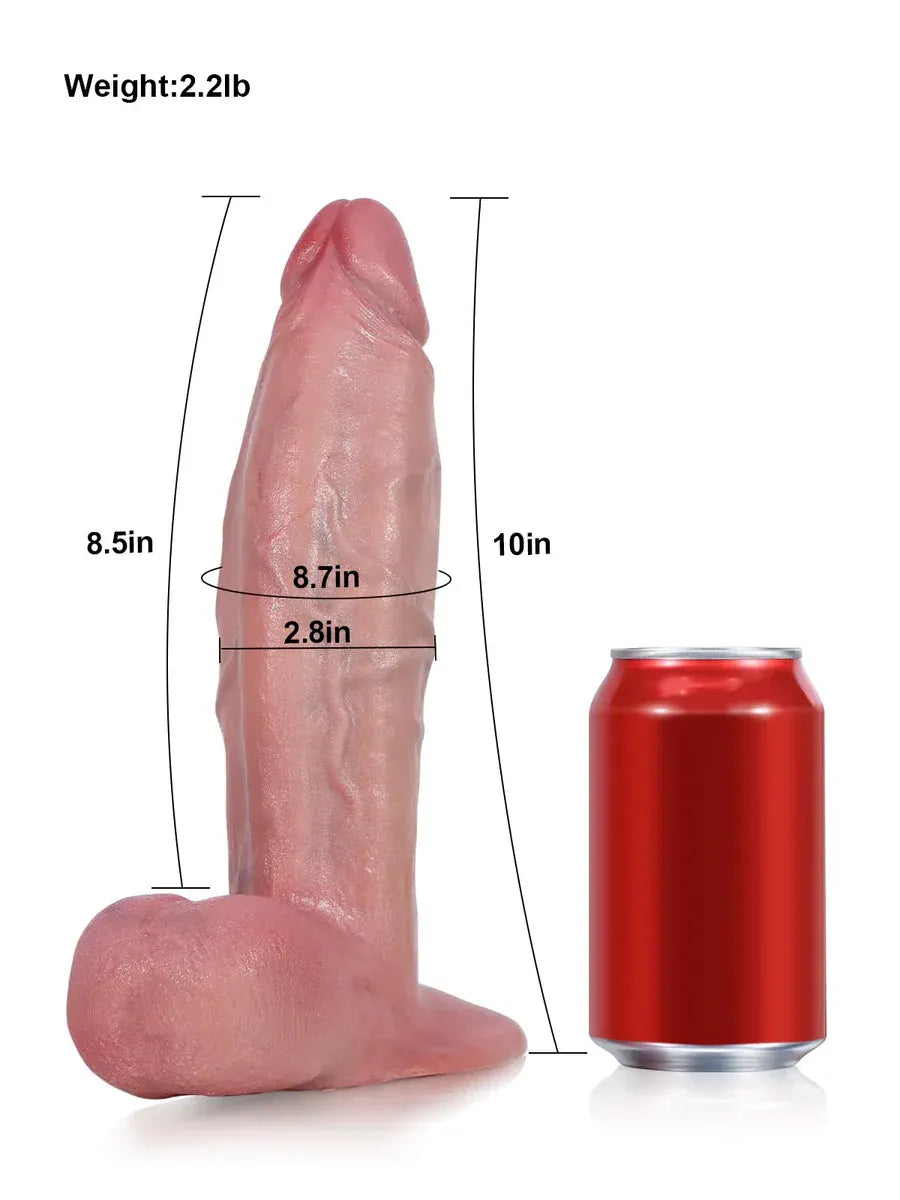 Dragon 10" x 2.8" Extra Thick Flesh Dildo With Swinging Balls & Vac U Lock Suction Cup L & XL