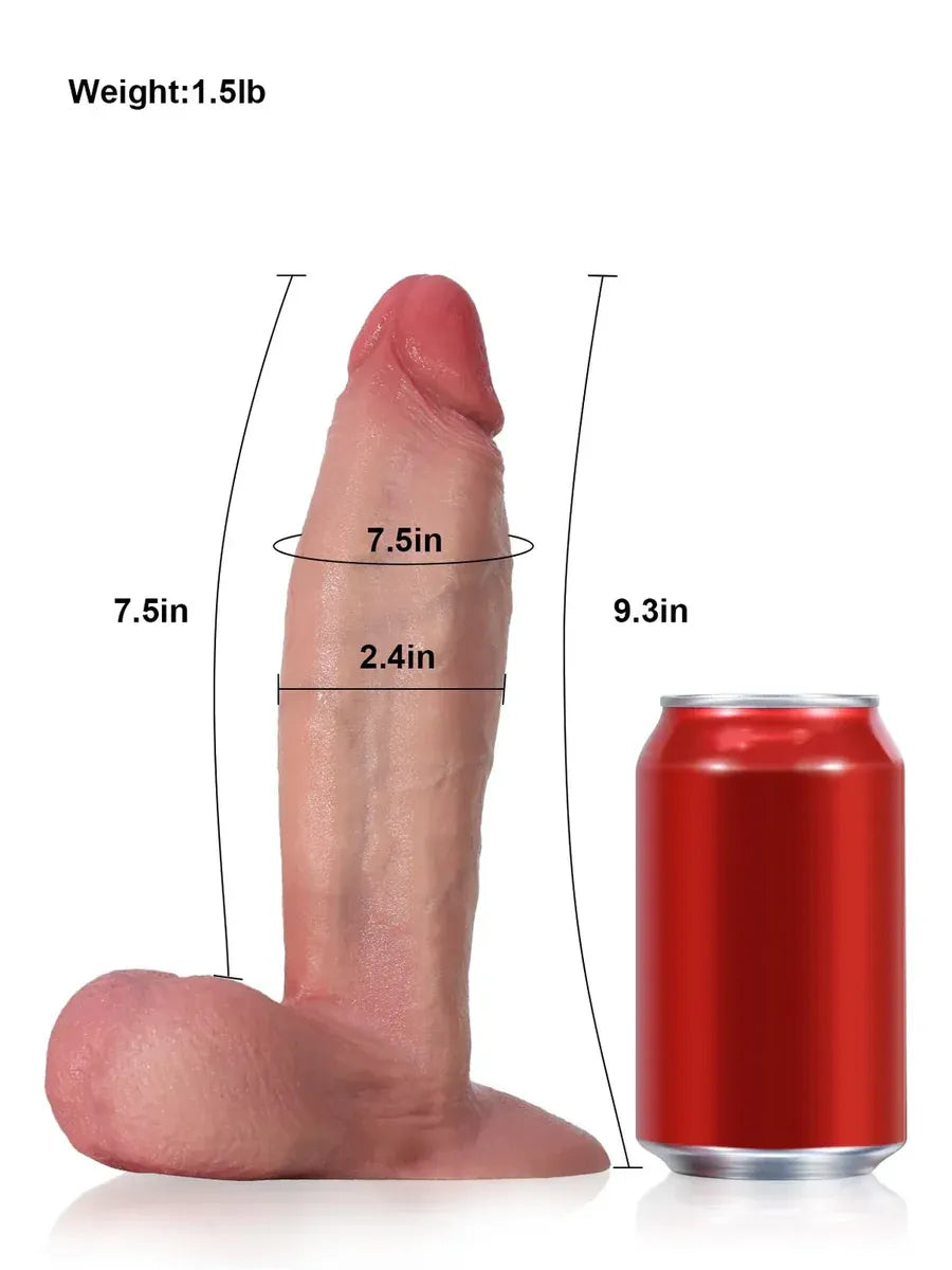 Dragon 10" x 2.8" Extra Thick Flesh Dildo With Swinging Balls & Vac U Lock Suction Cup L & XL