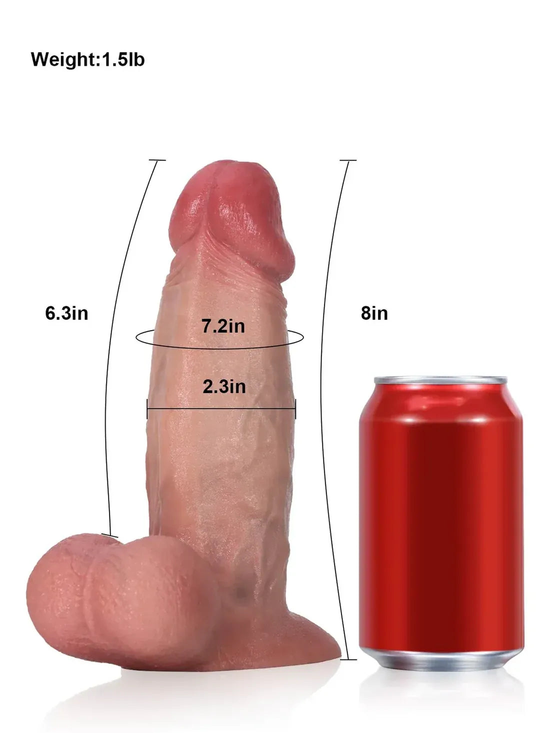 Greg 8" x 2.3" Tapered Curved Dildo with Raised Ridge and Veins Vac U Lock Suction Cup