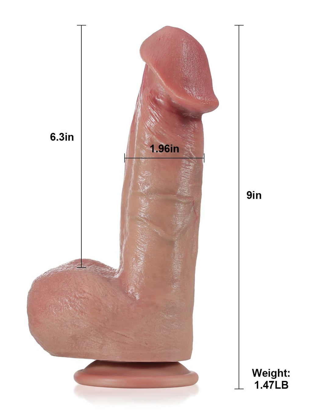 Jack 9" x 2" - Flesh Thick Realistic Big Mushroom Head Glans Dildo