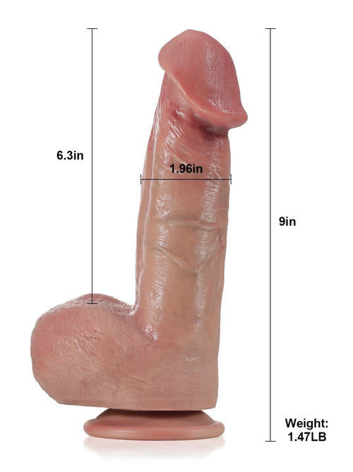 Jack 9" x 2" - Flesh Thick Realistic Big Mushroom Head Glans Dildo