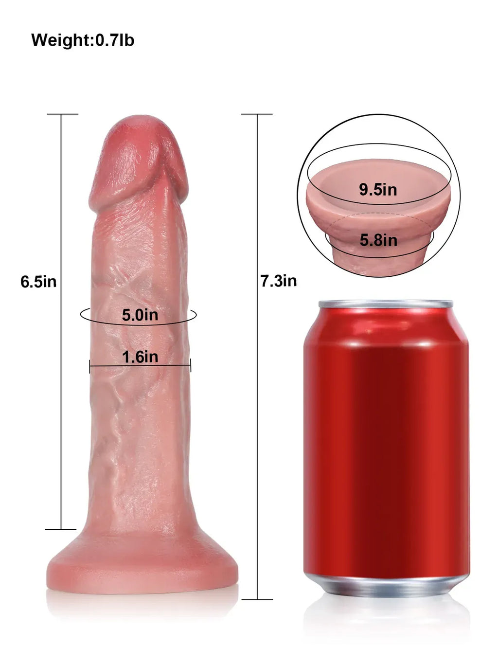 Dary 7.3" x 1.6" Flesh Skin No Balls Real Life Dildo Soft Dildo