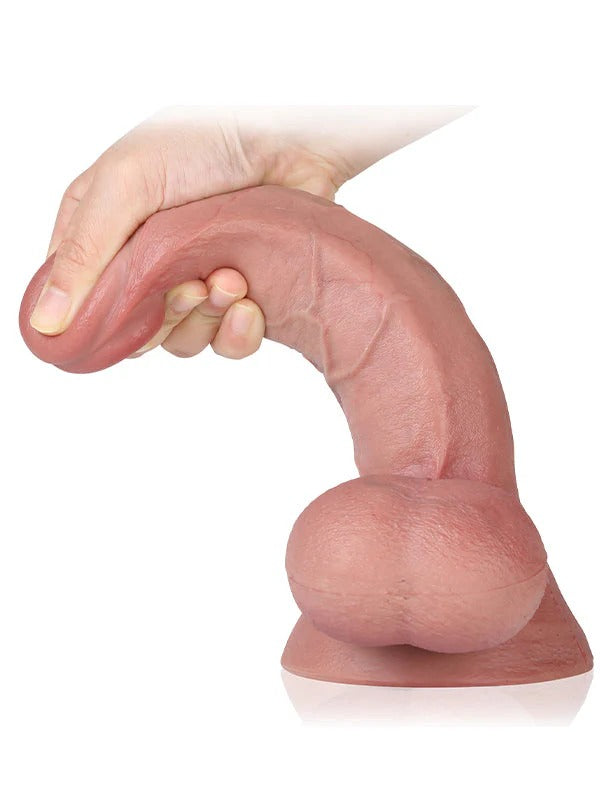 Rob 10" x 2" Realistic Soft Dildo With Swinging Balls & Metal Keel Bendable