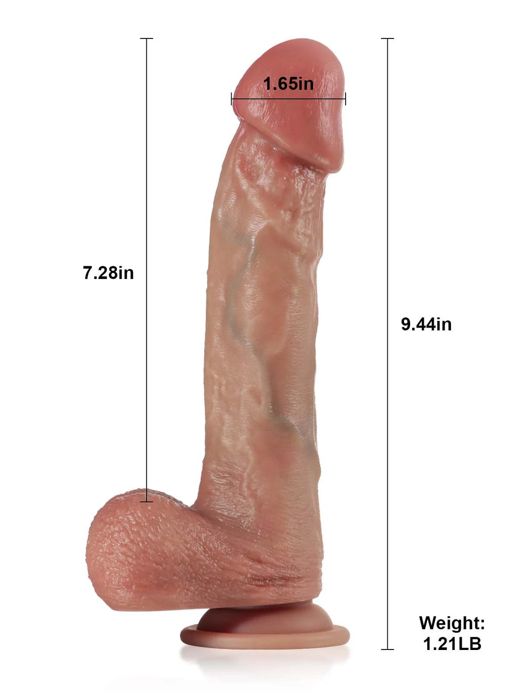 Jack 9" x 2" - Flesh Thick Realistic Big Mushroom Head Glans Dildo