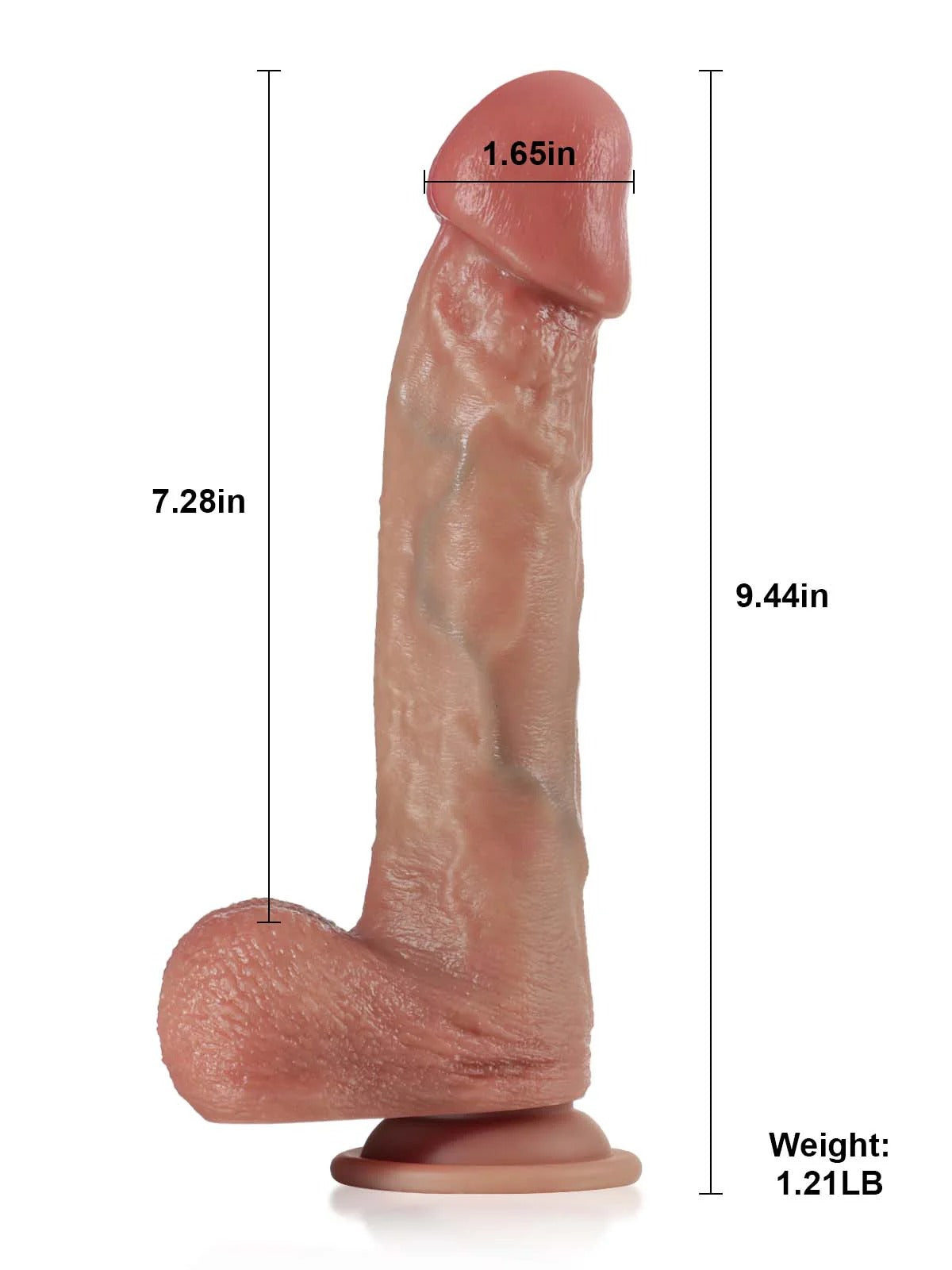 Jack 9" x 2" - Flesh Thick Realistic Big Mushroom Head Glans Dildo