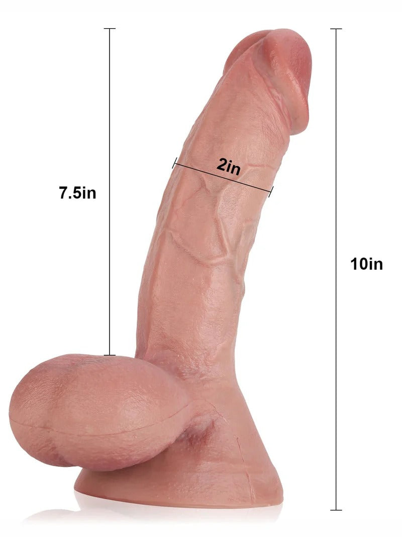 Rob 10" x 2" Realistic Soft Dildo With Swinging Balls & Metal Keel Bendable